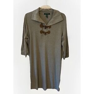 Lauren Ralph Lauren Toggle Button Walden Taupe Knit‎ Gray Dress Size XL